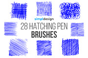 28 Hatching Pen Photoshop Brushes, a Brush Add-On by SimplDesign (Thumbnail 1 of 3)