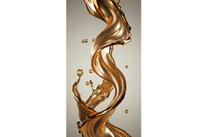 Abstract golden liquid splash in, an Illustration by tilialucida