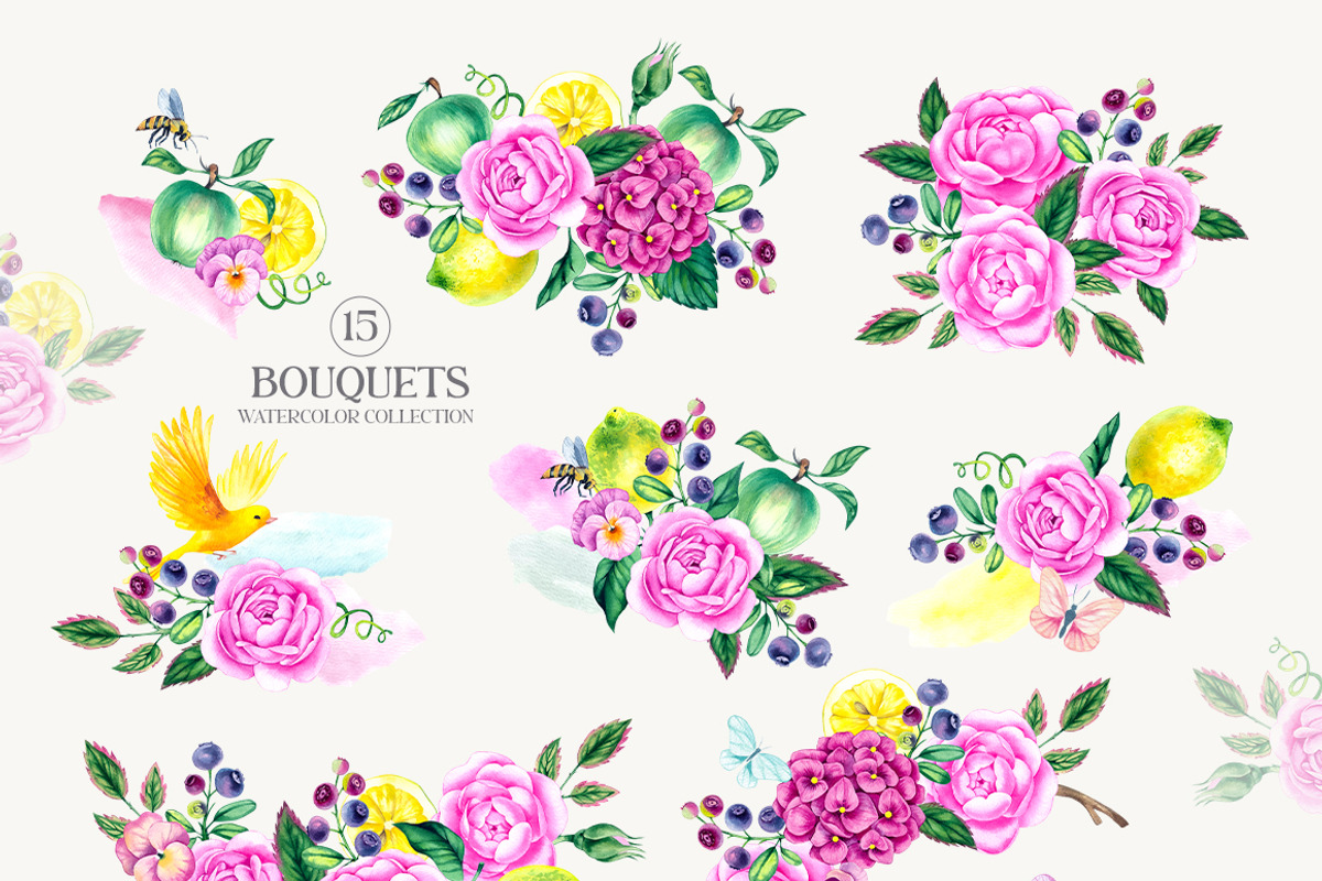 Garden Whispers Watercolor clipart, a Decorative Illustration by SashaKondr (Photo 6 of 13)