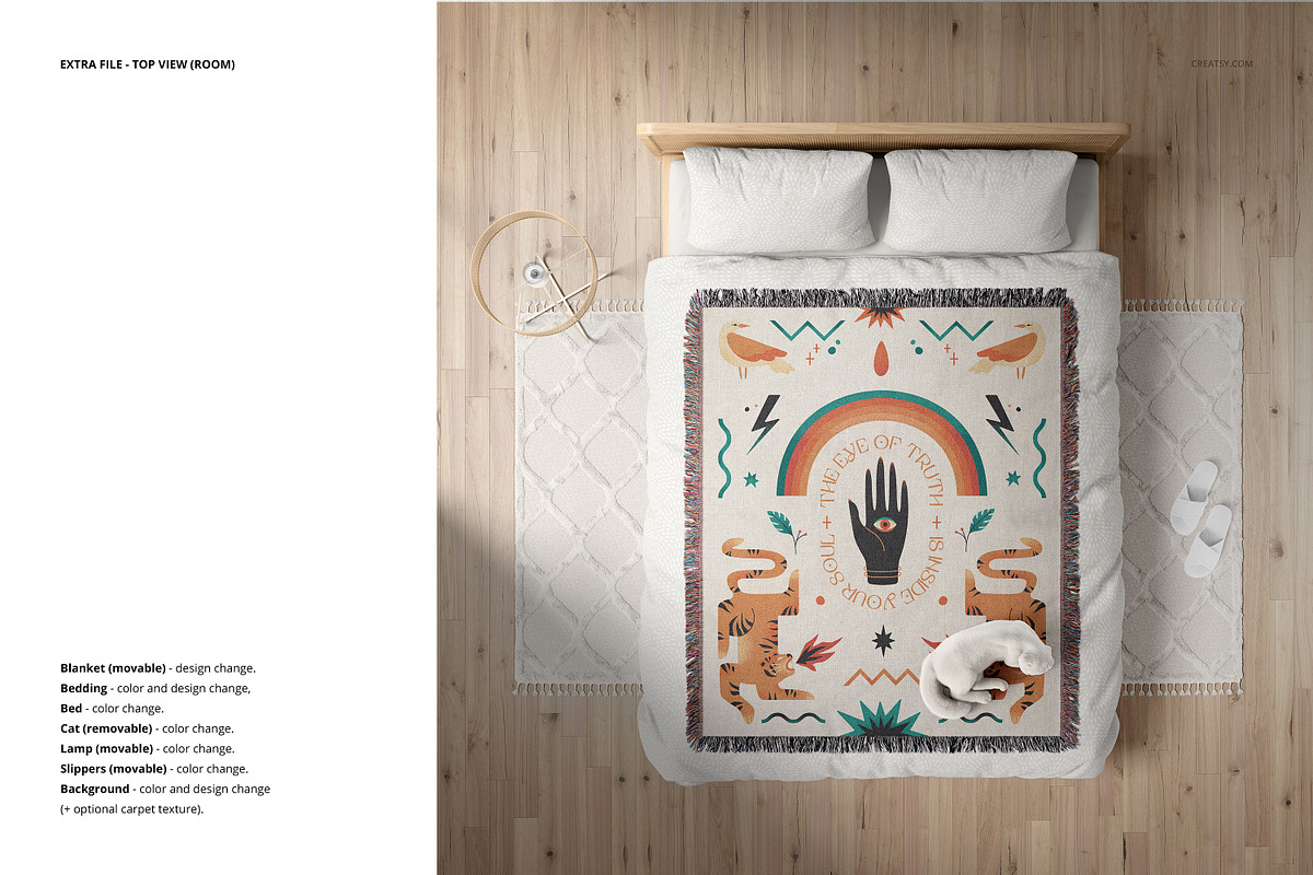 Woven Blanket Size Comparison Mockup, a Household Mockup by creatsy5 (Photo 6 of 9)