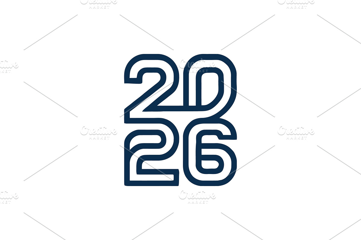 2026 Number Typography Vector Set, a Work Illustration by Vectorium Studio (Photo 15 of 20)