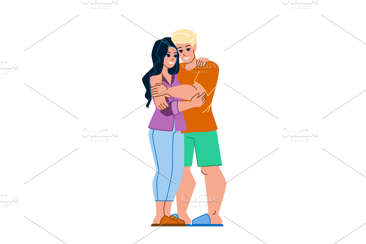 couple embracing vector, a Person Illustration by pikepicture