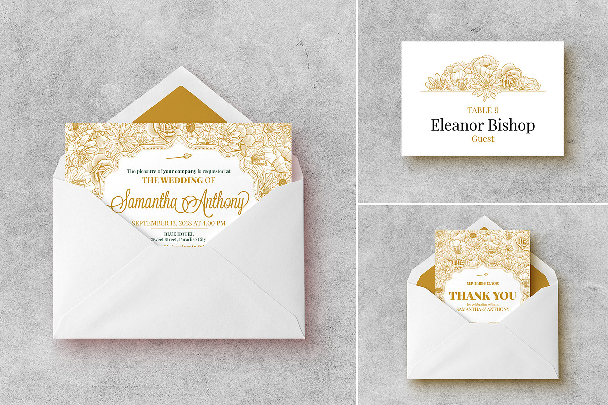 Wedding Invitation Stationery Suite, an Invitation Template by Pingebat (Photo 5 of 10)