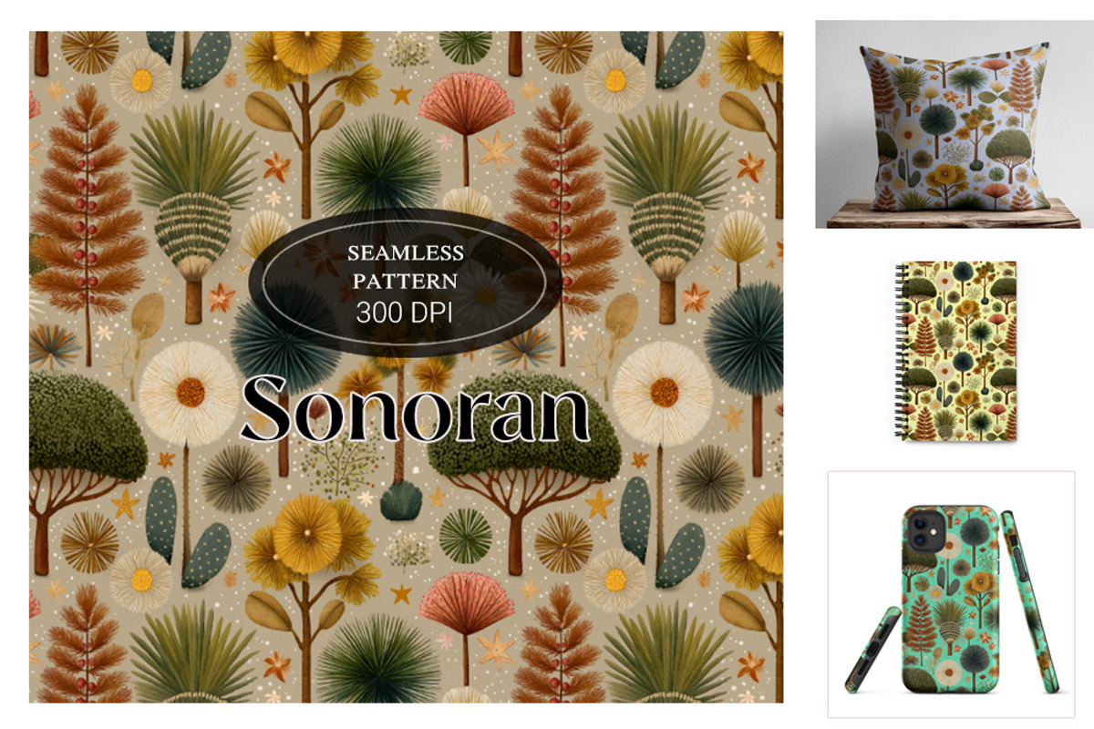 Sonoran - Desert Seamless Pattern, an Illustration by Brush Berry Studios (Photo 1 of 7)