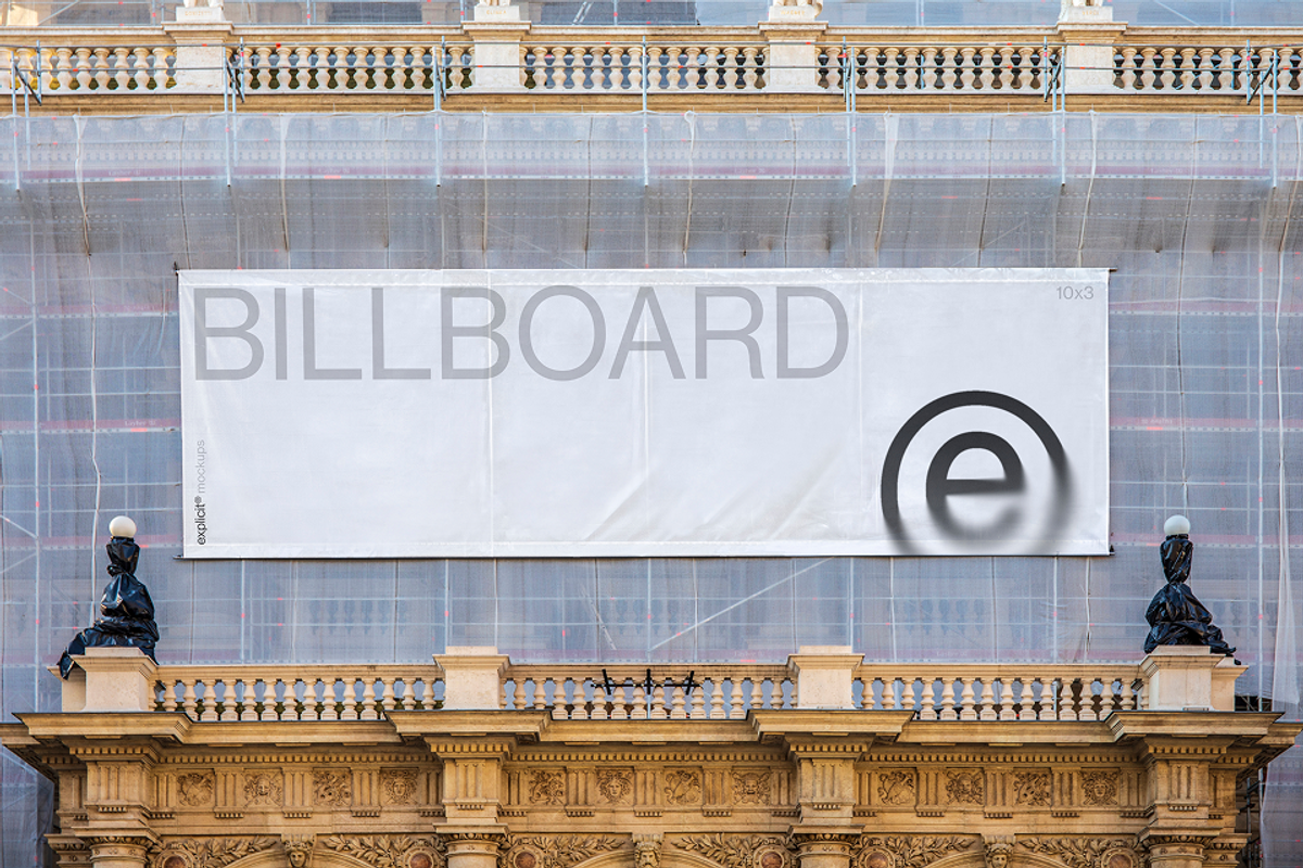 Hanging Banner Mockup – Wall-mounted, a Mockup by ExplicitStudio (Photo 1 of 4)
