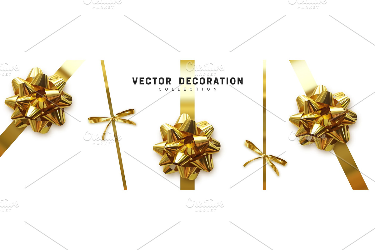 Gold Gift bows with ribbons, an Object Graphic by Modern vector