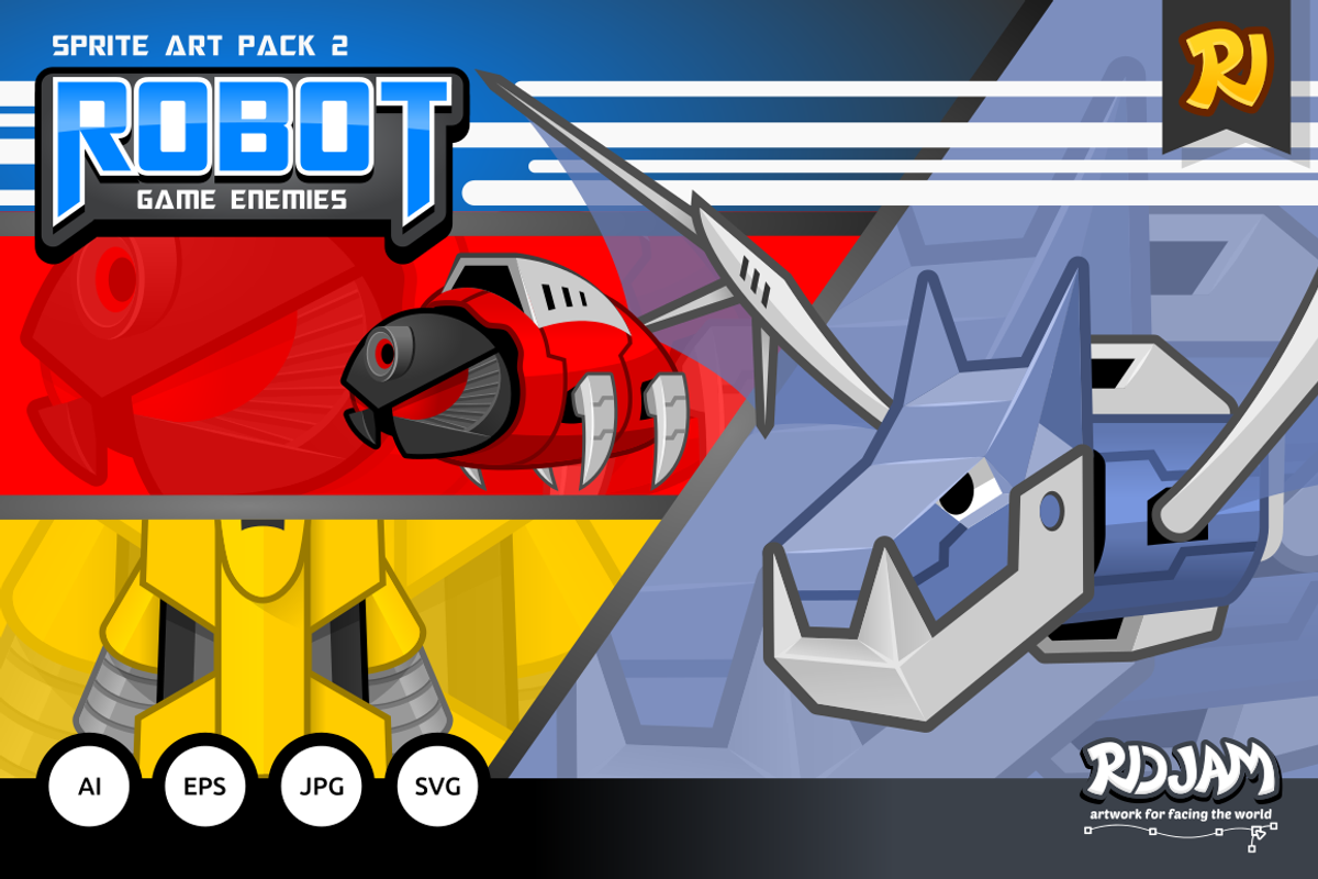 Robot Game Enemies Sprite Art Pack 2, a Graphic by ridjam (Photo 1 of 4)