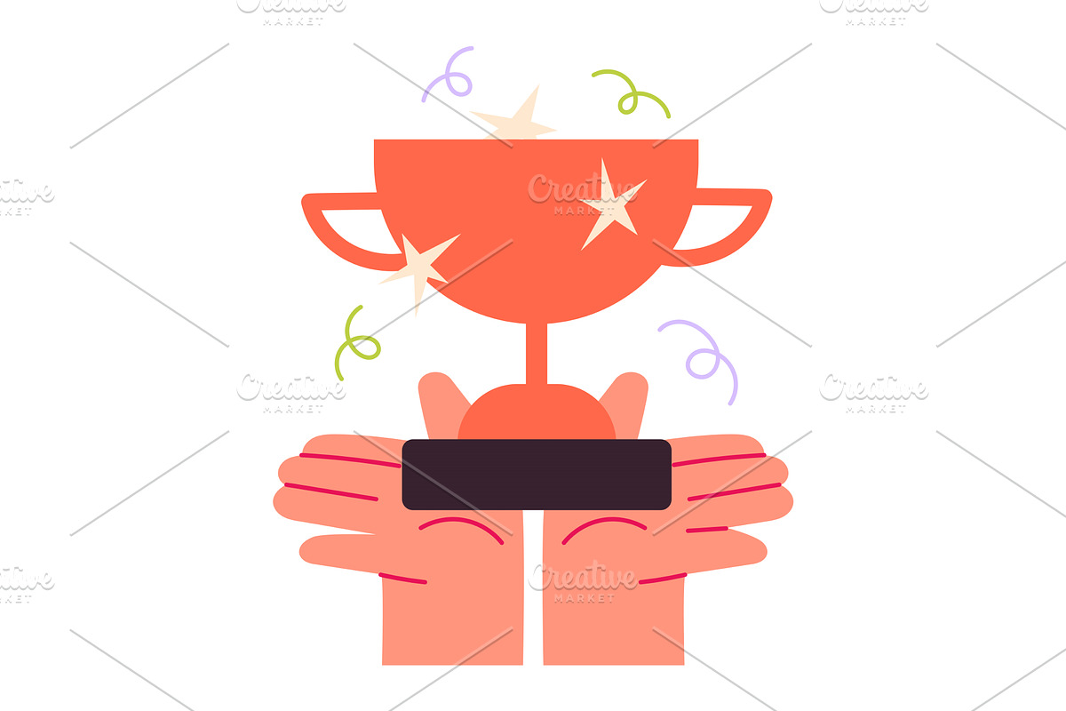 Hands holding the winners trophy, a Person Illustration by undrey