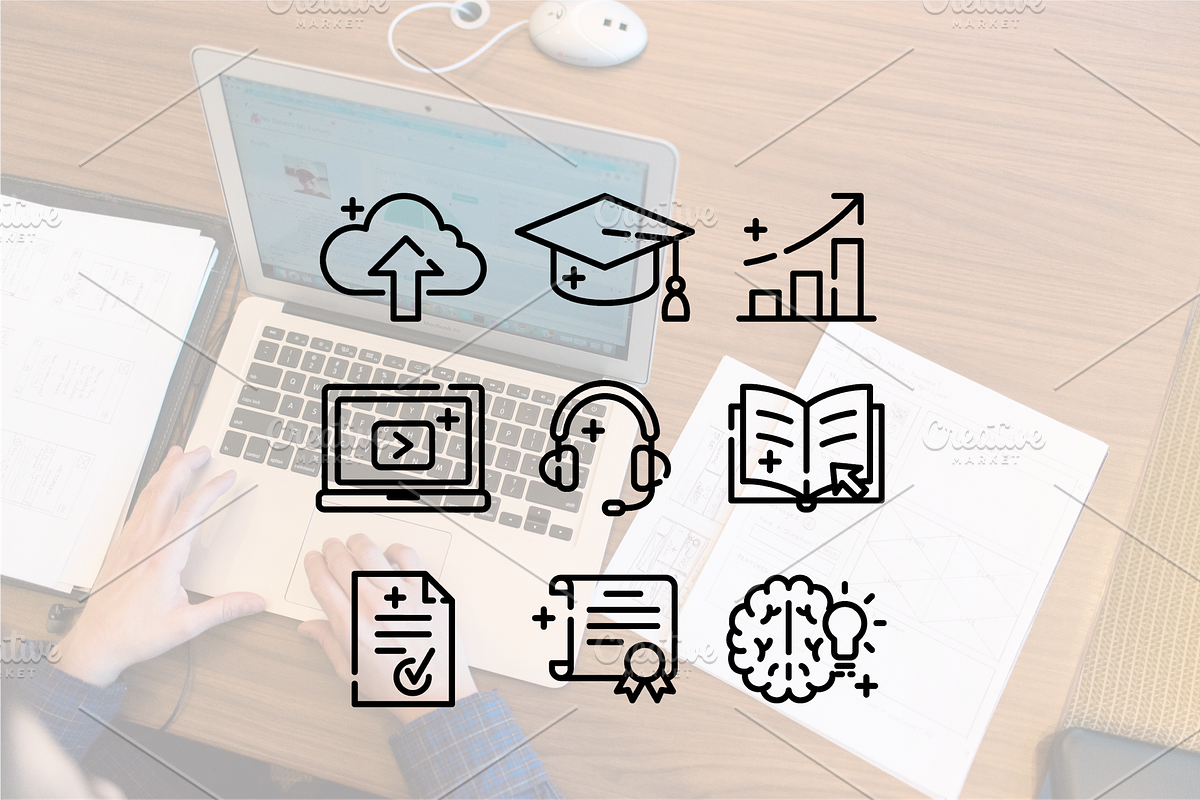 Online education line icons, an Outline Icon by Lyolya Profitrolya (Photo 2 of 2)