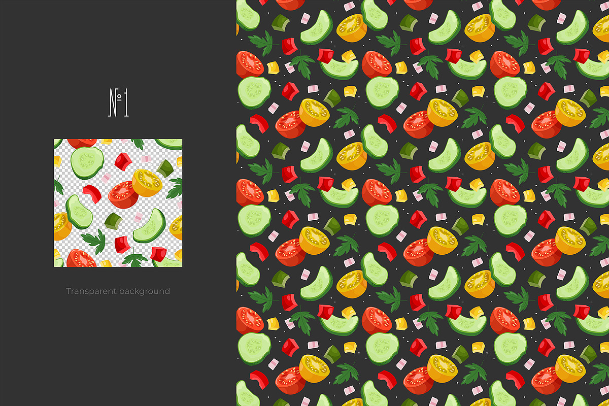 Tomatoes Vector Patterns, a Food Illustration by AKOMIX (Photo 2 of 6)