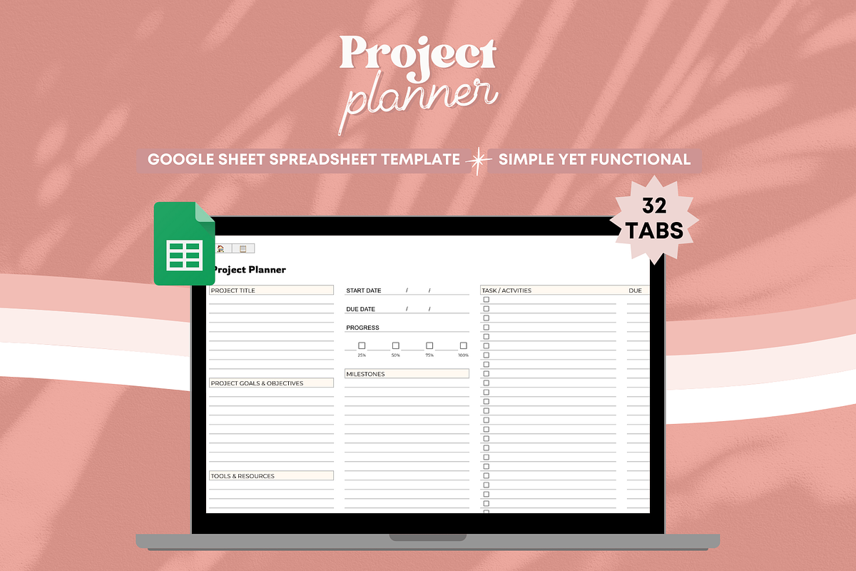 Spreadsheet Simple Project Planner, a Templates & Theme by bellaROSEworkshop (Photo 4 of 6)
