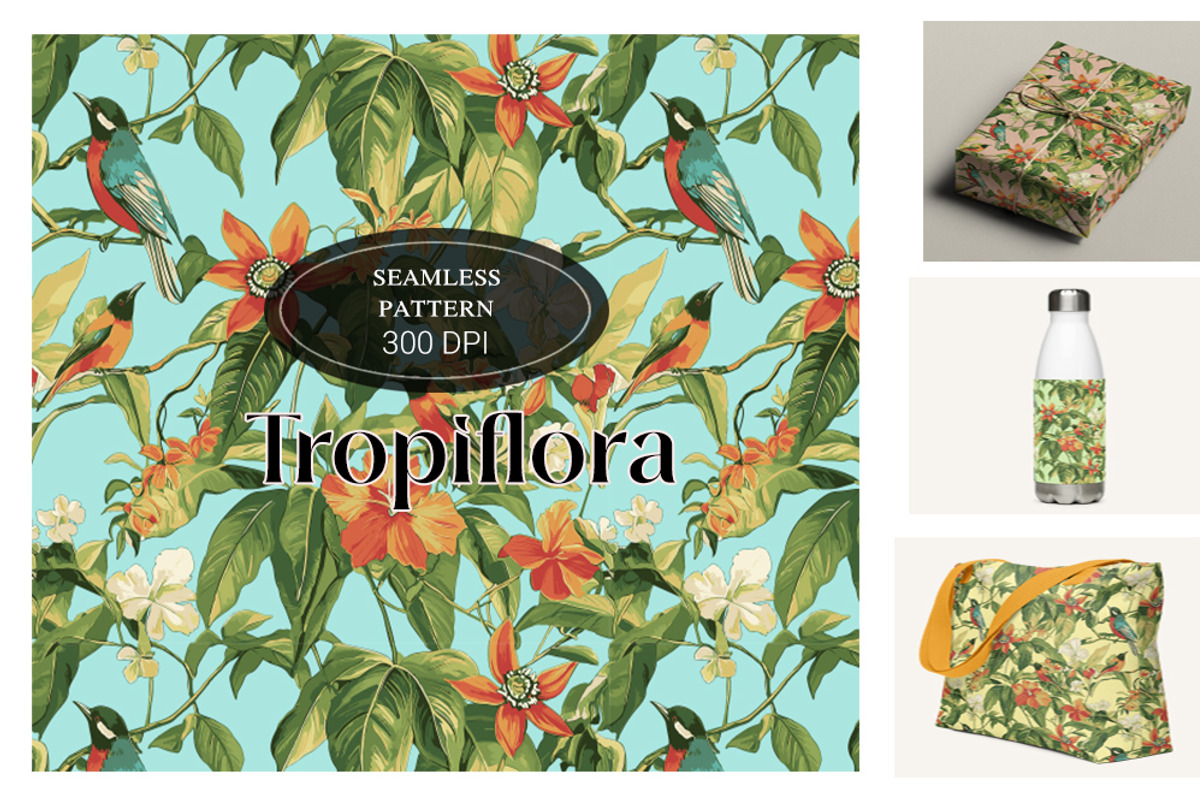 Tropiflora - Tropical Floral Pattern, an Illustration by Brush Berry Studios (Photo 1 of 5)