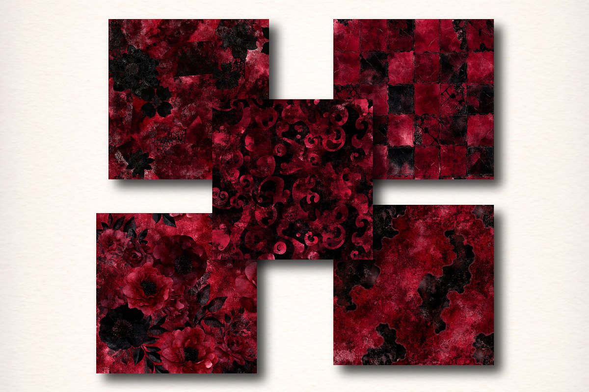 Seamless Red And Black Digital Paper, a Pattern Graphic by Digital Artistic99 (Photo 5 of 6)