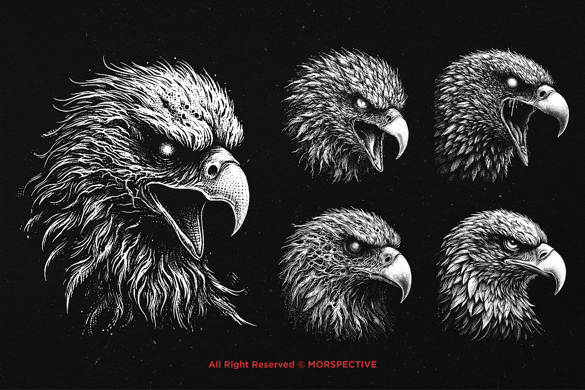 10 Bundle Dark Art Eagle Bird Head, an Illustration by Morspective (Photo 5 of 7)
