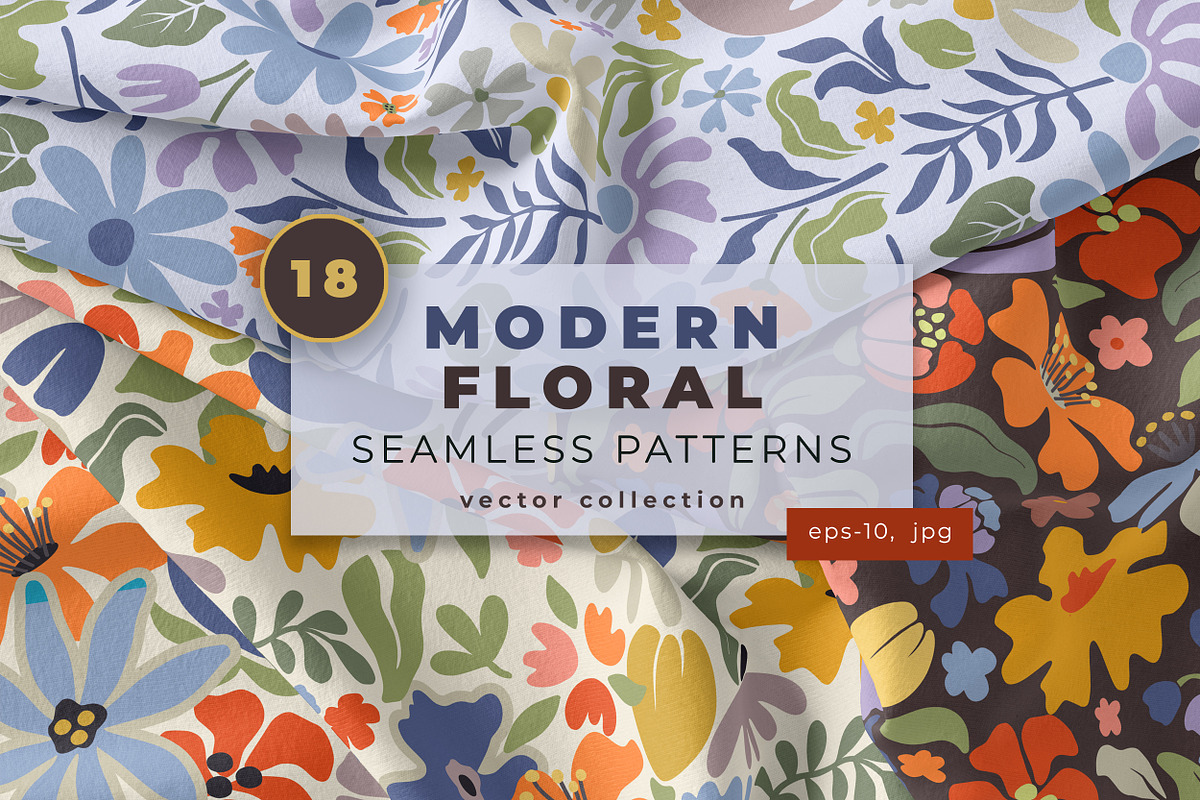 Modern Floral Seamless Patterns, a Pattern Graphic by Molly art (Photo 1 of 9)