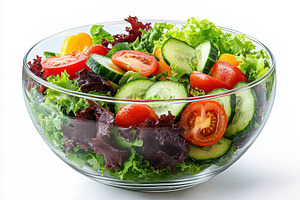 Fresh Vegetable Salad in Glass Bowl, a Food & Drink Photo by Pixeness Studio