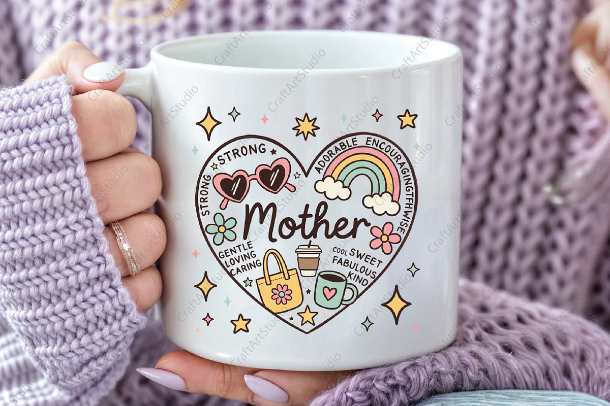 Retro Mothers Day, Mama Heart, Mom P, an Illustration by CraftArtStudio (Photo 2 of 4)