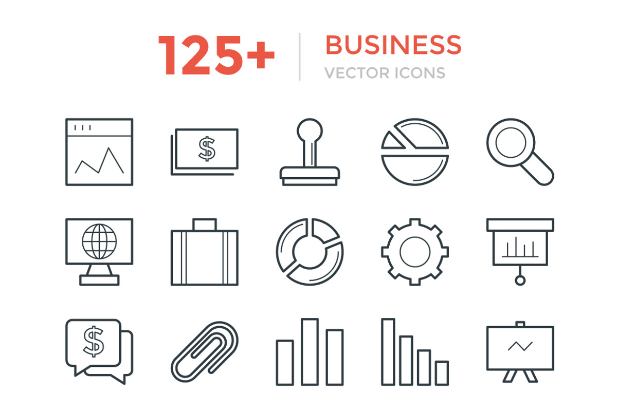 125+ Business Vector Icons, an Outline Icon by Vectors Market (Photo 1 of 3)