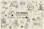 Garden and Birds LineArt + Procreate, an Animal Illustration by Skliarova (Thumbnail 1 of 4)