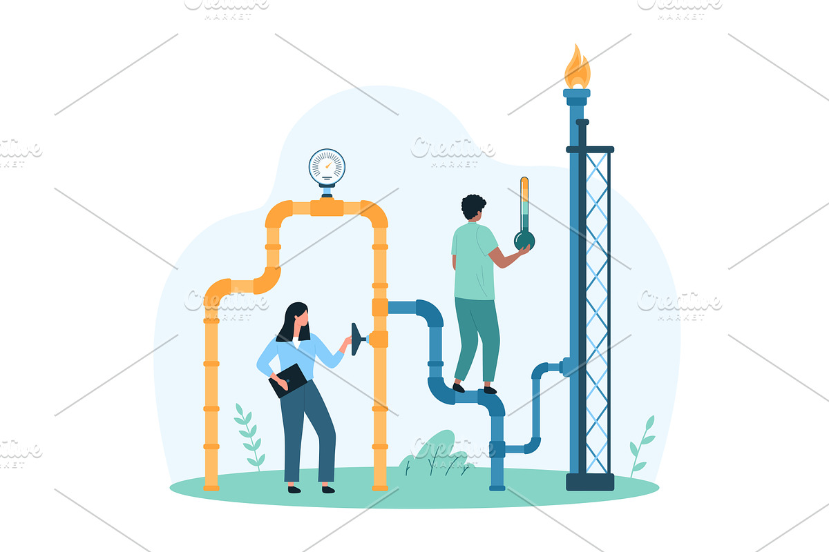 Gas pipeline system inspection pipe, an Illustration by Flashvector