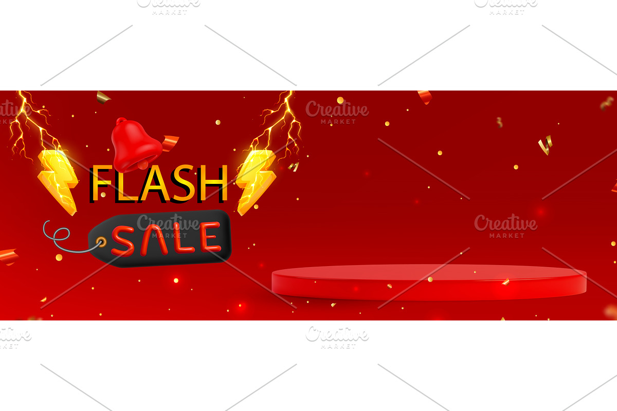 Flash sale podium with electric, an Illustration by art PVP - market