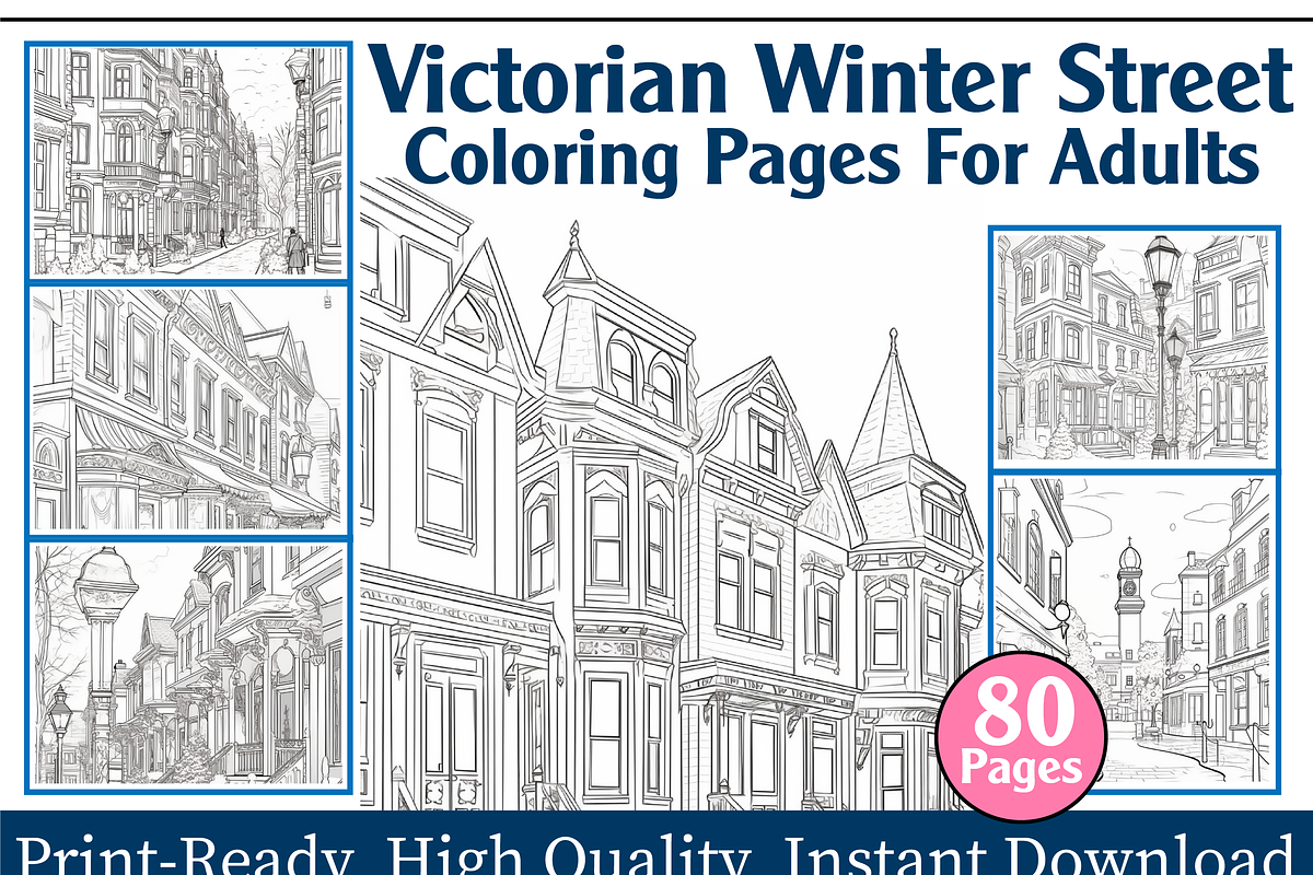 Victorian Winter Street Coloring, an Animal Illustration by maggiesar (Photo 1 of 4)