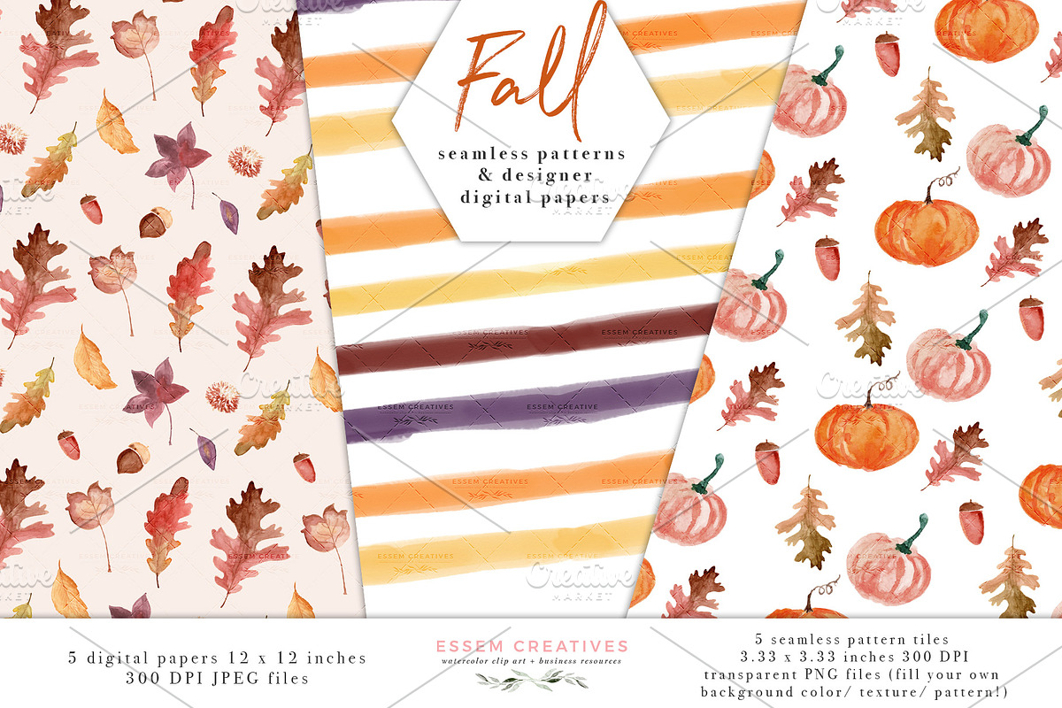 Fall Patterns Digital Paper Pack, a Pattern Graphic by Essem Creatives