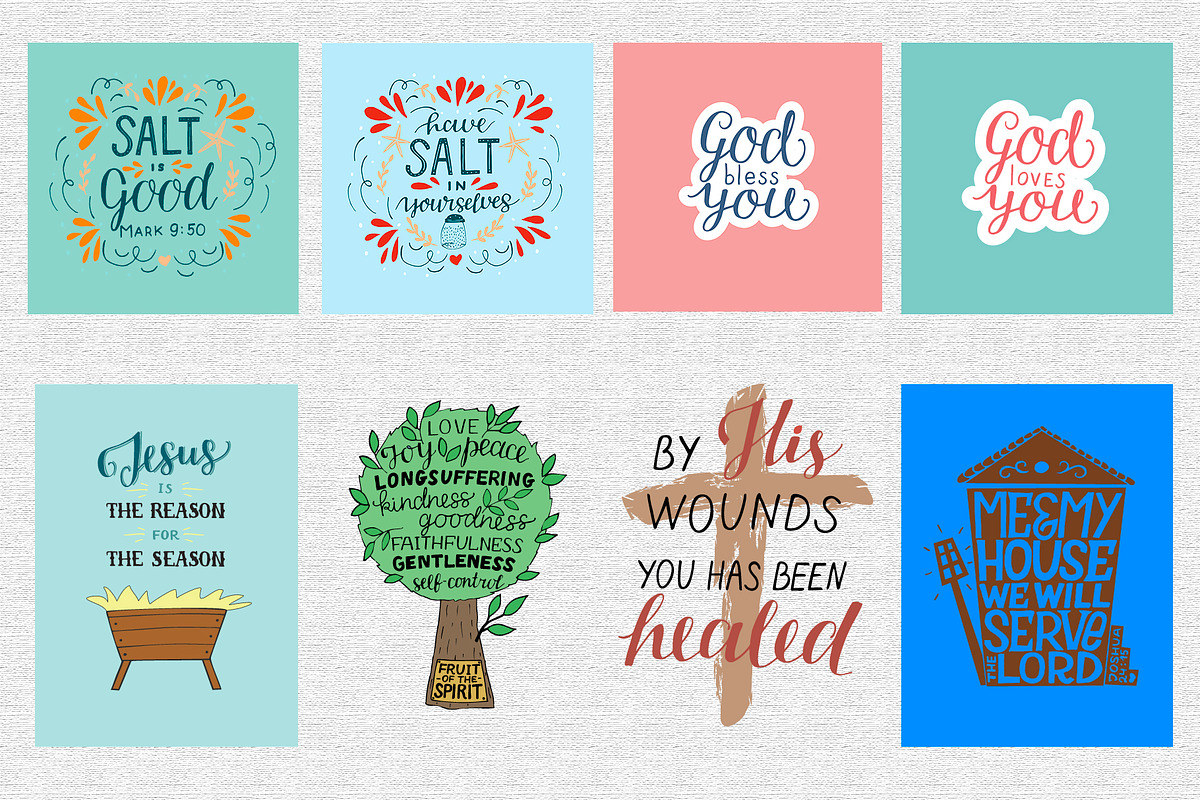 BUNDLE 74 BIBLE QUOTES, an Illustration by Ola-la-la (Photo 8 of 15)