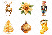 Watercolor Gold Sparkle Christmas, an Illustration by DreamPrint404 (Thumbnail 4 of 7)