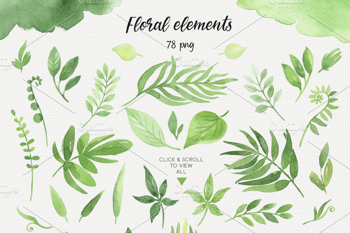 Magic Greenery Design kit watercolor, a Texture Illustration by NataliVA (Photo 3 of 8)