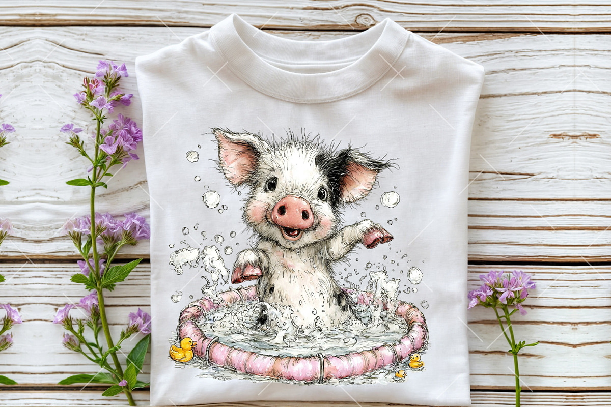 Whimsical Summer Pig Clipart Bundle, a Seasonal Illustration by OK Design (Photo 5 of 6)