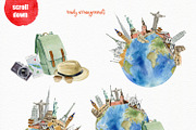 Wanderlust watercolor design toolkit, a Transportation Illustration by Elegantia (Thumbnail 5 of 6)
