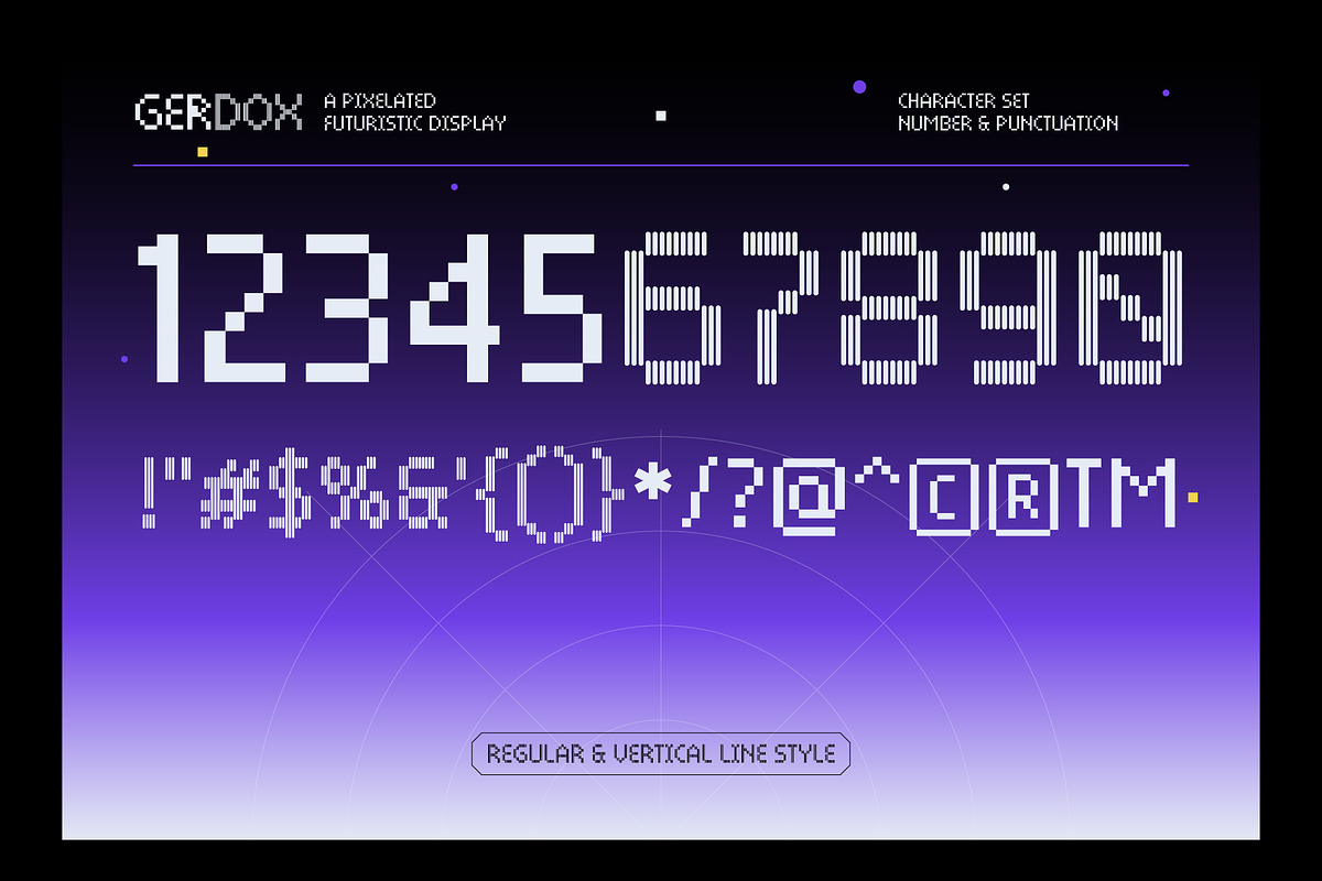 Gerdox – Pixelated Futuristic, a Sans Serif Font by Drizy (Photo 5 of 10)
