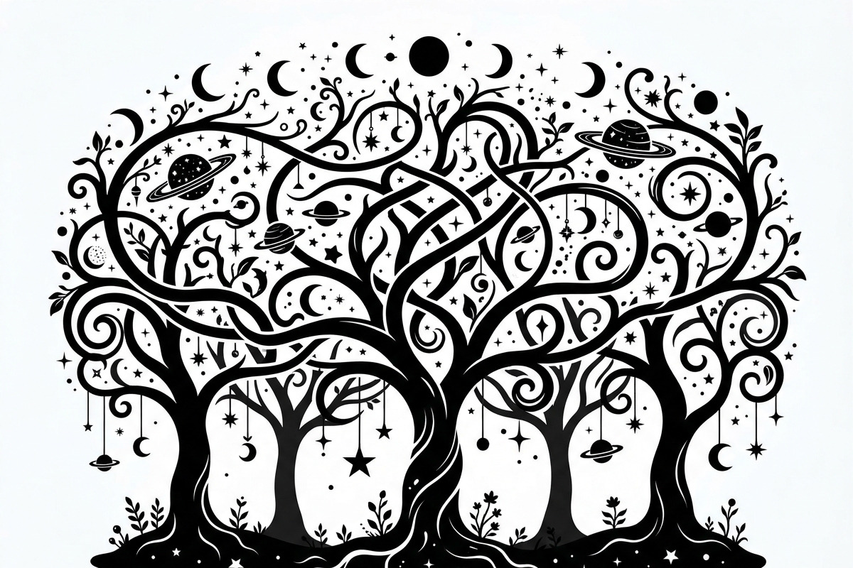 50 Mystical Galaxy Forest Silhouette, a Technology Illustration by Amazin_art (Photo 24 of 26)