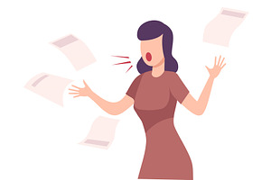Angry Female Office Worker, a Person Illustration by TopVectors