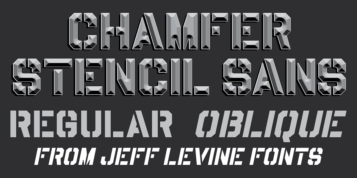 Chamfer Stencil Sans JNL, a Sans Serif Font by Jeff Levine Fonts (Photo 1 of 5)