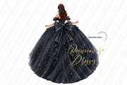 Black Ball Gown Dresses Clipart, a Person Illustration by Sunflower Day Love (Thumbnail 3 of 3)