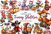 Funny Halloween Skeleton Clipart, an Illustration by CreationArt (Thumbnail 1 of 5)