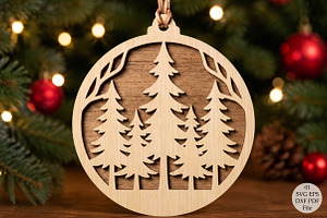 Forest Christmas Ornament Laser Cut, an Object Graphic by Libby Wishes