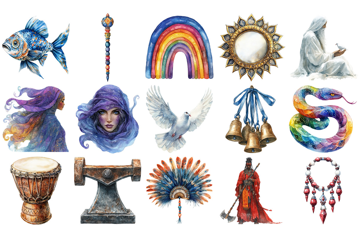 Yoruba Orishas Pantheon Clipart Set, an Illustration by Craft Nest (Photo 3 of 4)