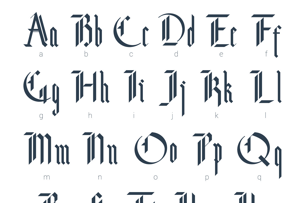 Blackletter modern gothic font. preview 3