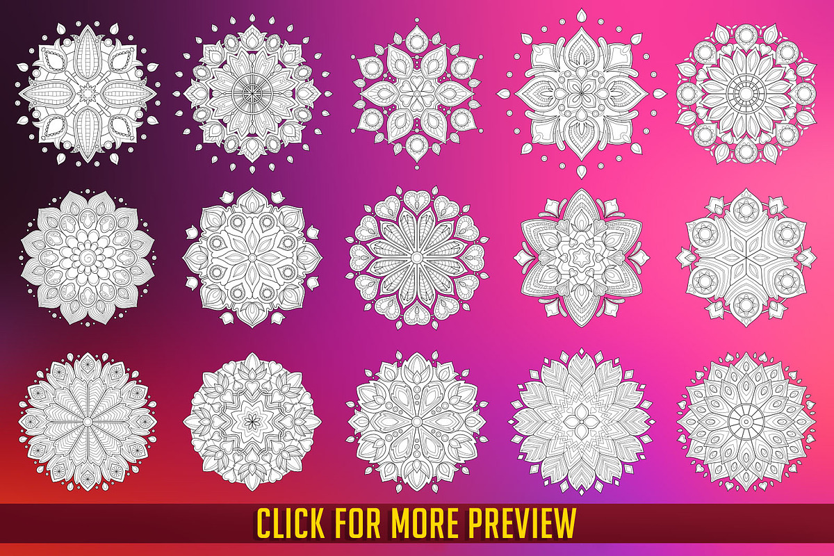 100 Lineart Mandala, a Decorative Illustration by 611 Studio (Photo 6 of 8)