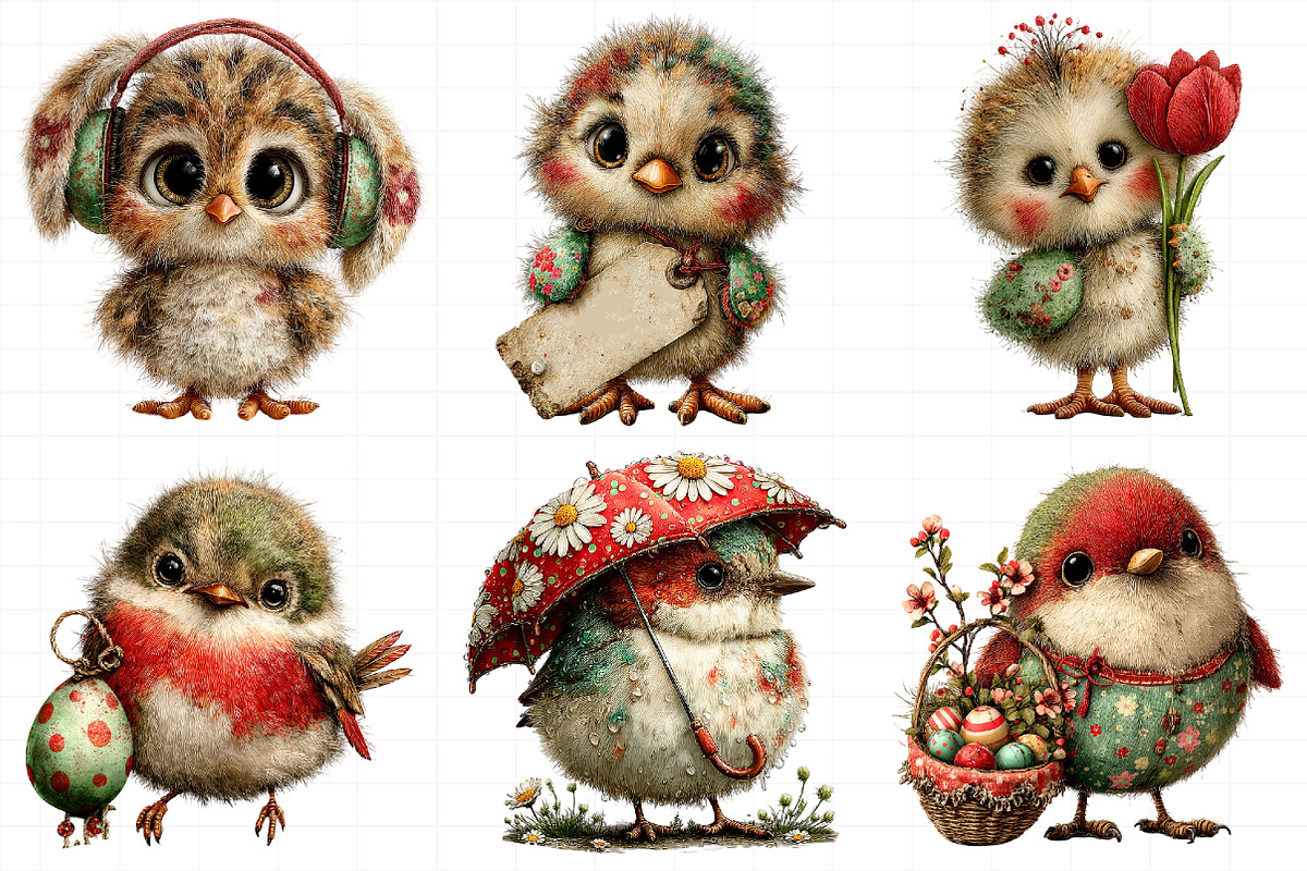 Whimsical Easter Birds Clipart, an Illustration by Daily.Designs (Photo 7 of 8)