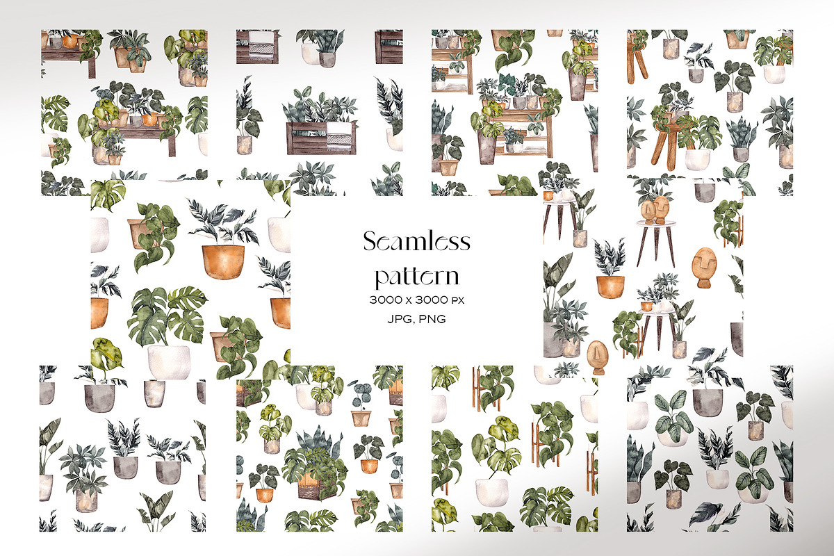 Potted Plant Pattern. Green home., a Pattern Graphic by ma_i_vi (Photo 8 of 13)