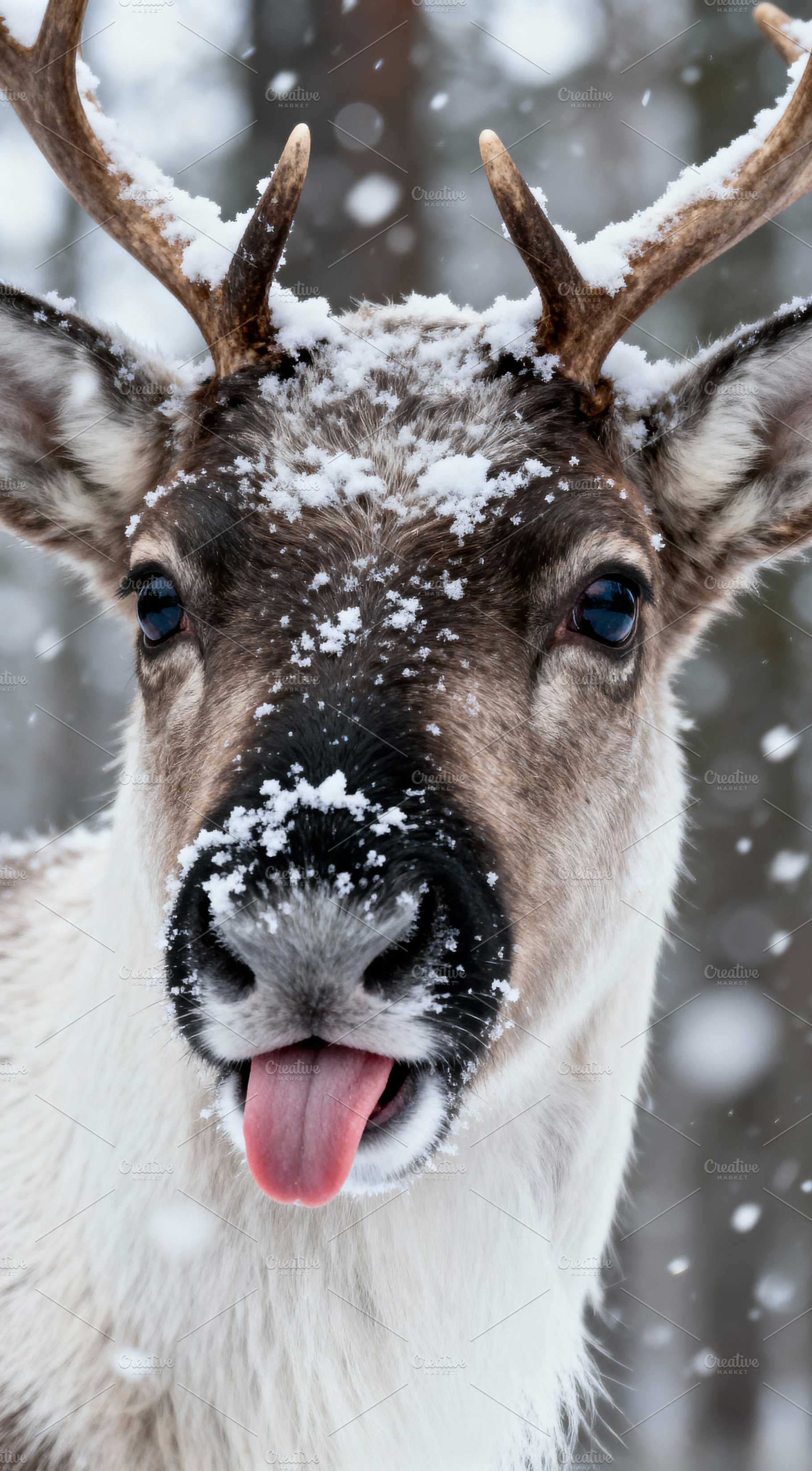 Playful Reindeer with Tongue Out, an Animal Photo by Virgo Studio