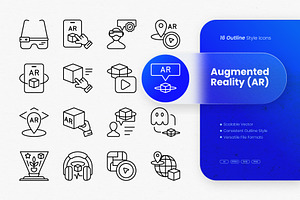 Augmented Reality (AR) Outline Icons, an Outline Icon by cidcud_graphic