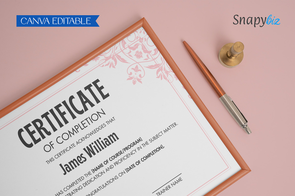Certificate of Completion Template, a Print Template by Snapybiz (Photo 17 of 20)