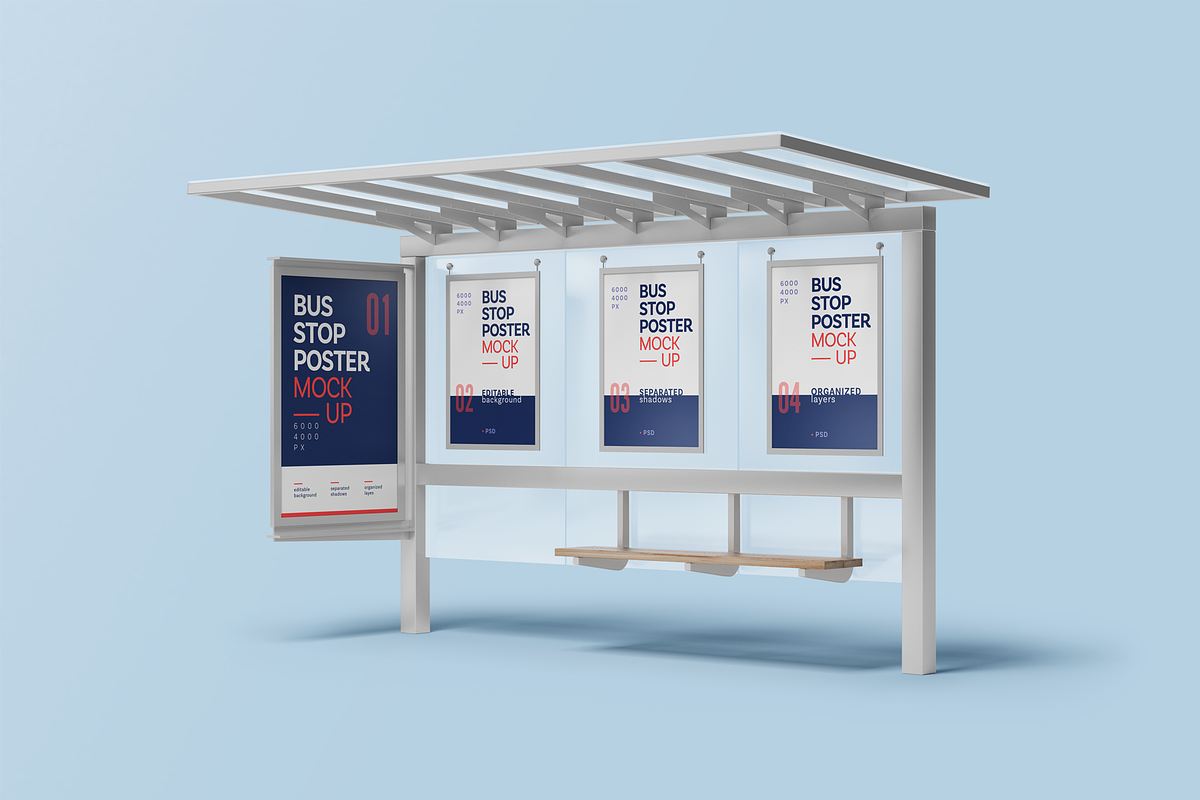 Bus Stop Poster Mockup, an Advertising Mockup by Xtrahive (Photo 2 of 2)