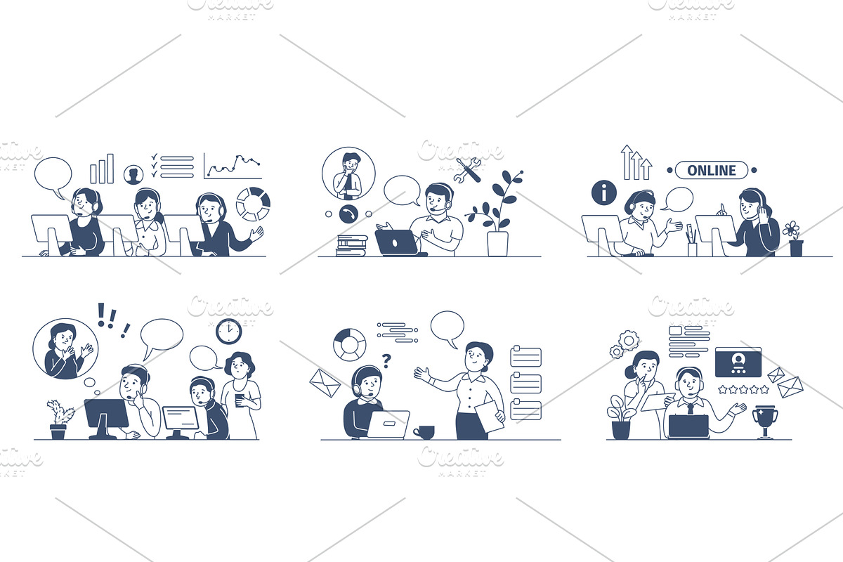 Support center workers. Online, a Finance Illustration by LadadikArt
