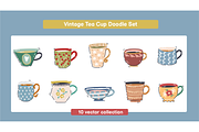 Vintage Tea Cup Doodle Set, an Object Illustration by Eighteen Studio (Thumbnail 1 of 6)